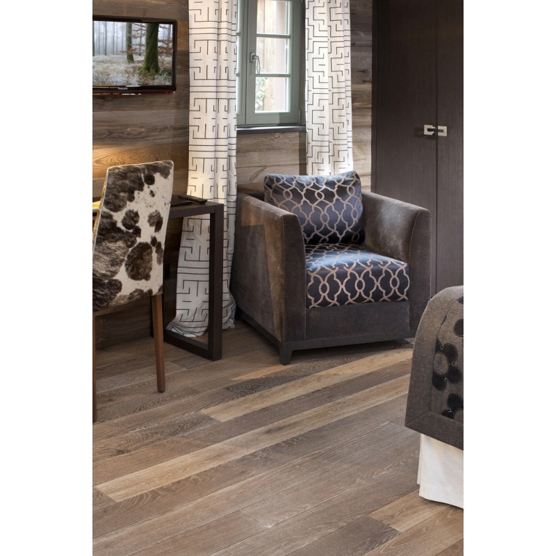 Parquet contrecollé chêne "Scié misty grey" CHÊNE SCIÉ Chêne de l'Est