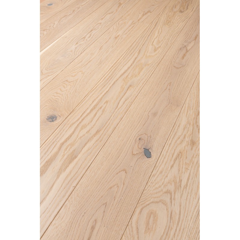 Parquet contrecollé chêne "Blanc brossé vernis mat" CLIC 5G Chêne de l'Est